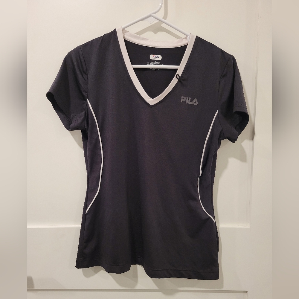 Fila Black V-Neck T-Shirt